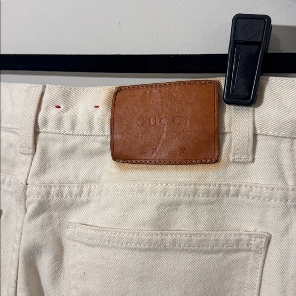 GUCCI Web Striped Side Kick Flare Ivory Jean with Gold Button Fly - 27 - Picture 5 of 6